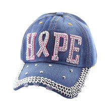 Load image into Gallery viewer, Denim Blue Hope Pink Ribbon Cap
