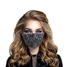 Load image into Gallery viewer, Black Bandana Print Mask

