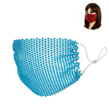 Load image into Gallery viewer, Aqua Rhinestone Mesh Fashion Mask
