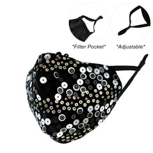 Load image into Gallery viewer, Silver Sequin Black Mask
