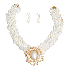 Load image into Gallery viewer, Braided Cream Pearl Brooch Set

