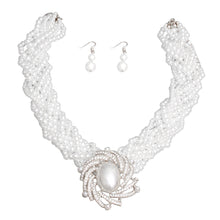 Load image into Gallery viewer, Braided White Pearl Brooch Set
