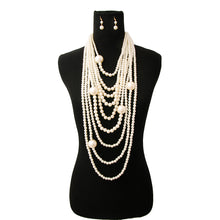 Load image into Gallery viewer, Long Layered Strand Cream Pearl Set
