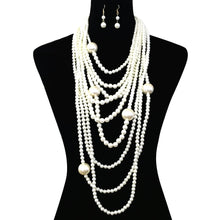 Load image into Gallery viewer, Long Layered Strand Cream Pearl Set

