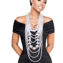 Load image into Gallery viewer, White Long White Pearl Necklace Set
