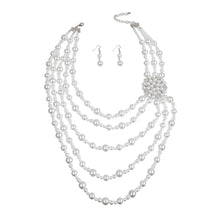 Load image into Gallery viewer, White Pearl Brooch Necklace
