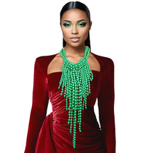 Load image into Gallery viewer, Necklace Green Cluster Fringe Pearls for Women
