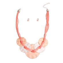 Load image into Gallery viewer, Pink Cord Metal Disc Necklace
