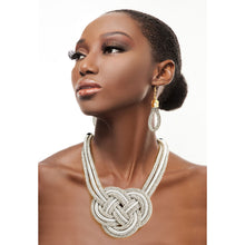 Load image into Gallery viewer, Silver Rhinestone Cord Necklace
