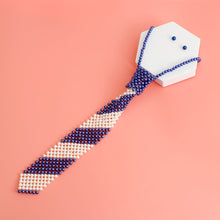 Load image into Gallery viewer, Blue White Pearl Stripe Tie Choker
