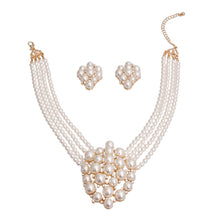 Load image into Gallery viewer, Cream 4 Line Cluster Pearl Necklace
