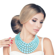 Load image into Gallery viewer, Sea Blue Bead 5 Strand Necklace
