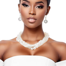 Load image into Gallery viewer, White Pearl Twisted Necklace Set
