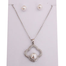 Load image into Gallery viewer, White Gold Plated Pearl CZ Necklace
