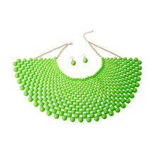 Load image into Gallery viewer, Lime Bead Bib Necklace Set
