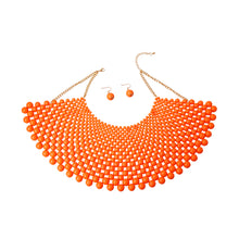 Load image into Gallery viewer, Orange Bead Bib Necklace Set
