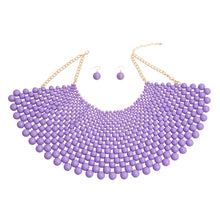 Load image into Gallery viewer, Purple Bead Bib Necklace Set
