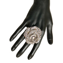 Load image into Gallery viewer, Silver Rhinestone Rose Ring
