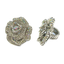 Load image into Gallery viewer, Silver Rhinestone Rose Ring
