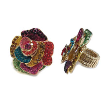 Load image into Gallery viewer, Multi Color Rhinestone Rose Ring
