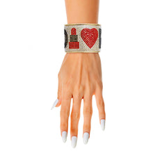 Load image into Gallery viewer, Rhinestone D Designer Gold Cuff
