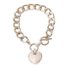 Load image into Gallery viewer, Aurora Borealis and Silver Heart Bracelet

