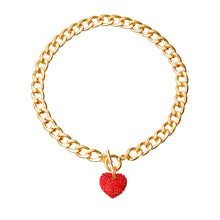 Load image into Gallery viewer, Red Rhinestone Heart Toggle Necklace
