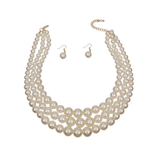 Load image into Gallery viewer, Cream Pearl Graduated Multi Strand Necklace Set
