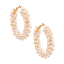 Load image into Gallery viewer, Cream Cluster Pearl Hoops
