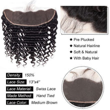 Load image into Gallery viewer, Brazilian Deep Wave 13*4 Lace Frontal Closure With Baby Hair Free Part
