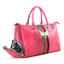 Load image into Gallery viewer, Designer Stripe Hot Pink Weekender
