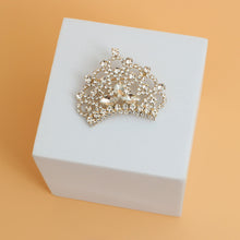 Load image into Gallery viewer, Gold Rhinestone Classic Crown Brooch
