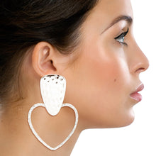 Load image into Gallery viewer, Silver Hammered Metal Heart Earrings
