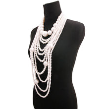Load image into Gallery viewer, Long Cream Pearl Necklace Set
