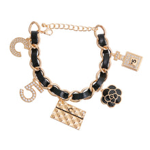 Load image into Gallery viewer, Designer CC Charms Gold Black Bracelets
