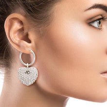 Load image into Gallery viewer, Silver Heart Charm Hoops

