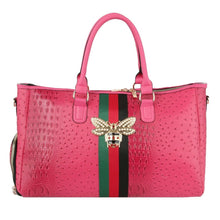Load image into Gallery viewer, Designer Stripe Hot Pink Weekender
