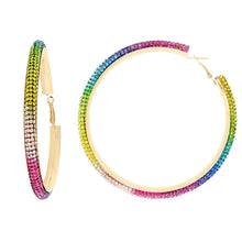 Load image into Gallery viewer, Rainbow Rhinestone Hoops
