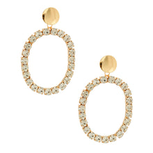 Load image into Gallery viewer, Xlarge Gold Oval Crystal Earrings
