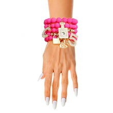 Load image into Gallery viewer, Matte Fuchsia Boutique Charm Bracelets
