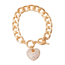 Load image into Gallery viewer, Aurora Borealis and Gold Heart Bracelet
