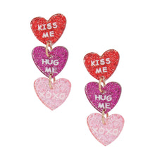 Load image into Gallery viewer, Kiss Me Convo Heart Earrings
