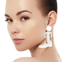 Load image into Gallery viewer, White and Brown Clay Boots Earrings
