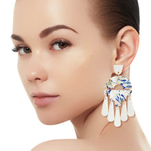 Load image into Gallery viewer, Blue Marbled Clay Teardrop Earrings
