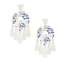 Load image into Gallery viewer, Blue Marbled Clay Teardrop Earrings
