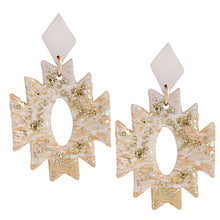 Load image into Gallery viewer, Blush Marbled Clay Aztec Earrings
