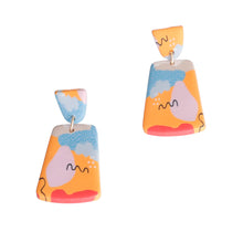 Load image into Gallery viewer, Orangle Marbled Clay Trapezoid Earrings
