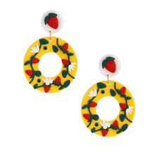Load image into Gallery viewer, Yellow Clay Strawberry Donut Earrings
