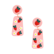 Load image into Gallery viewer, Pink Clay Strawberry Trapezoid Earrings

