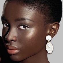 Load image into Gallery viewer, White Tan Clay Marquise Flower Bridal Earrings
